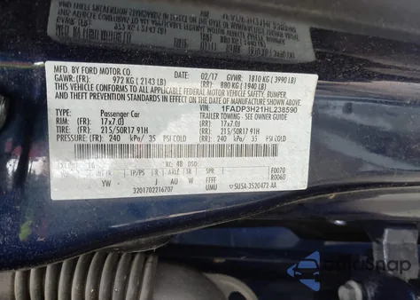 2017 Ford Focus Sel из США, поврежденный, VIN 1FADP3H21HL238590